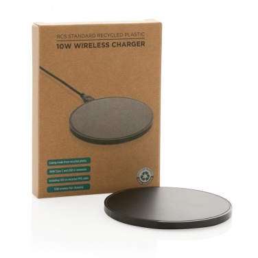 Logo trade promotional gifts picture of: RCS standard recycled plastic 10W wireless charger
