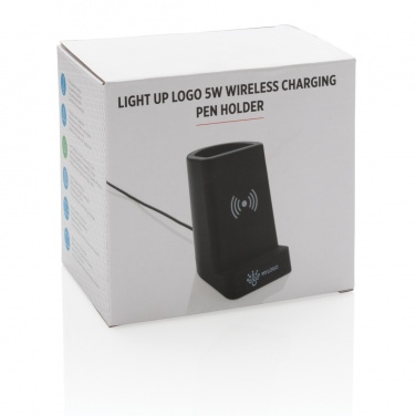 Logotrade promotional merchandise image of: Light up logo 5W wireless charging pen holder