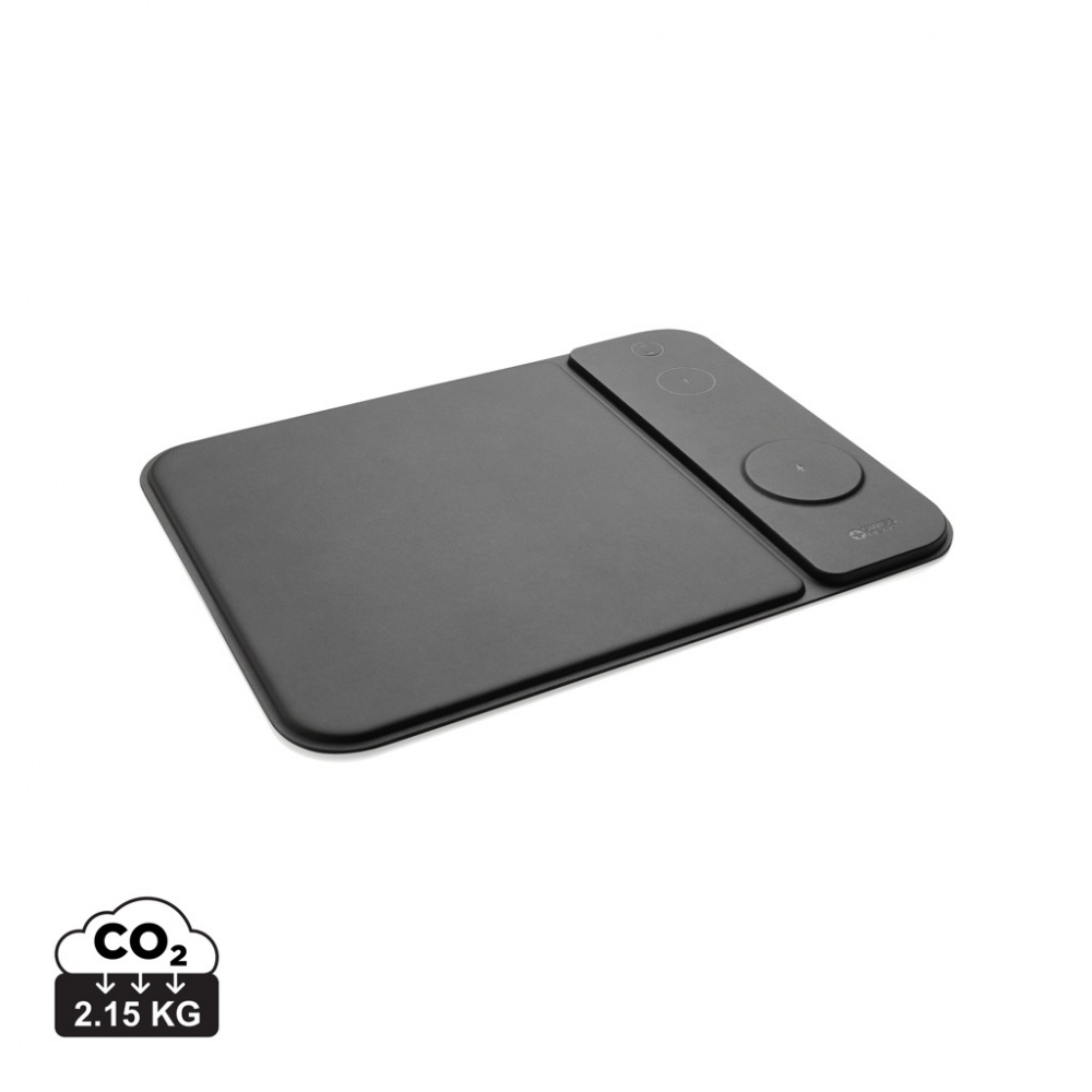 Logo trade promotional giveaways picture of: Swiss peak RCS recycled PU 15W 3 in 1 charging mousepad