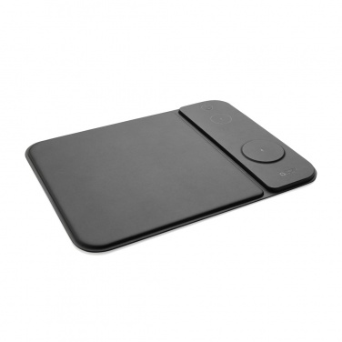 Logo trade advertising products picture of: Swiss peak RCS recycled PU 15W 3 in 1 charging mousepad