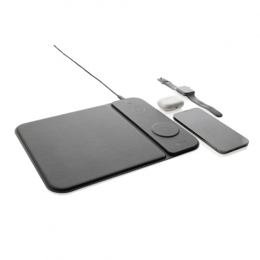 Logo trade promotional merchandise photo of: Swiss peak RCS recycled PU 15W 3 in 1 charging mousepad