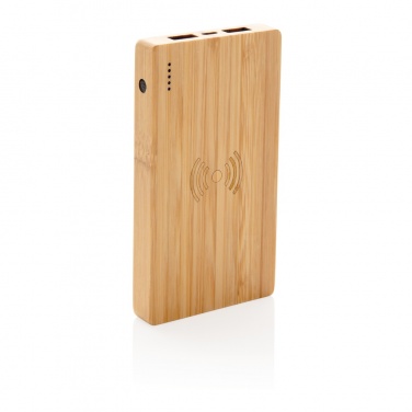 Logo trade promotional item photo of: Bamboo 4.000 mAh wireless 5W Powerbank