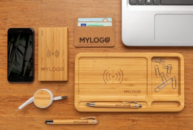 Logotrade corporate gift picture of: Bamboo 4.000 mAh wireless 5W Powerbank