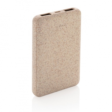 Logo trade promotional giveaways image of: Wheat Straw 5.000 mAh Pocket Powerbank