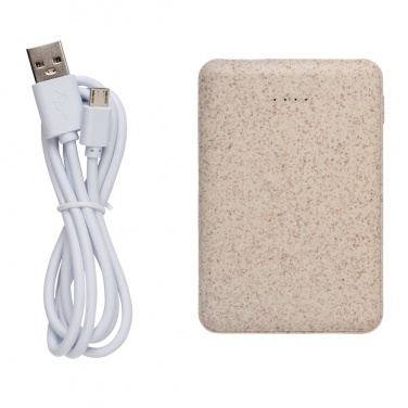 Logo trade promotional giveaways image of: Wheat Straw 5.000 mAh Pocket Powerbank