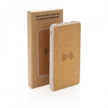 Logotrade promotional products photo of: Cork and Wheat Straw 8.000 mAh 5W wireless powerbank