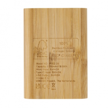 Logo trade promotional gifts picture of: Bamboo 5.000 mAh powerbank