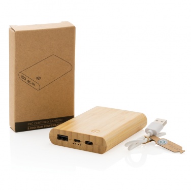 Logo trade corporate gifts picture of: Bamboo 5.000 mAh powerbank