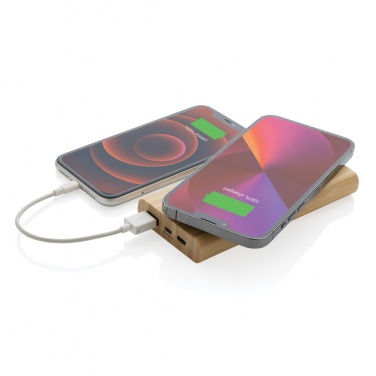 Logo trade promotional gifts image of: Bamboo 8.000 mAh 5W wireless powerbank