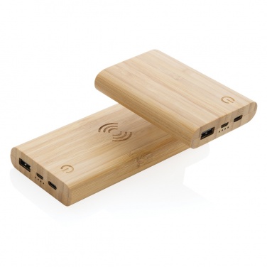 Logo trade promotional products image of: Bamboo 8.000 mAh 5W wireless powerbank