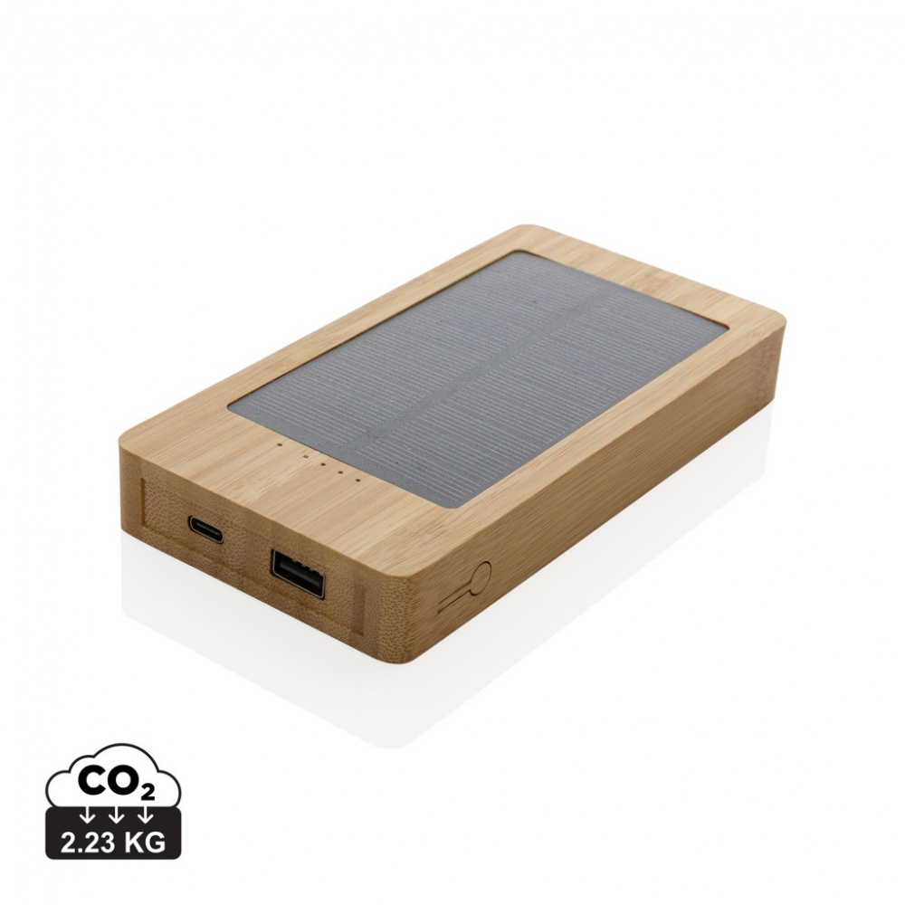 Logotrade promotional gift image of: Sunwick 10.000 mAh Bamboo solar powerbank