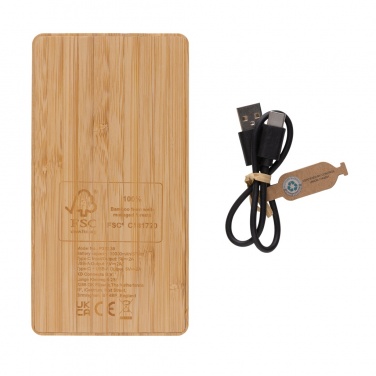 Logo trade business gift photo of: Sunwick 10.000 mAh Bamboo solar powerbank