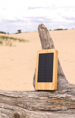 Logo trade promotional giveaways image of: Sunwick 10.000 mAh Bamboo solar powerbank