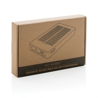 Logo trade promotional item photo of: Sunwick 10.000 mAh Bamboo solar powerbank