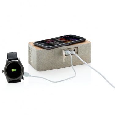 Logo trade promotional gifts image of: Wheatstraw wireless charging speaker