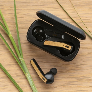 Logotrade corporate gift picture of: Bamboo Free Flow TWS earbuds in case