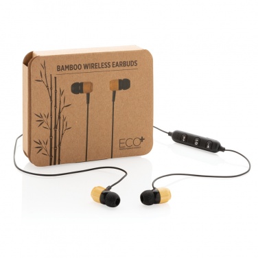 Logotrade advertising product picture of: Bamboo wireless earbuds