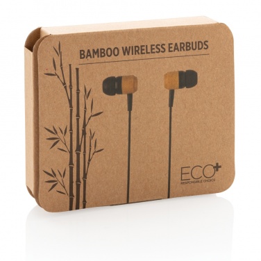 Logo trade promotional merchandise picture of: Bamboo wireless earbuds