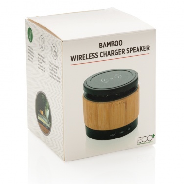 Logotrade advertising product picture of: Bamboo wireless charger speaker