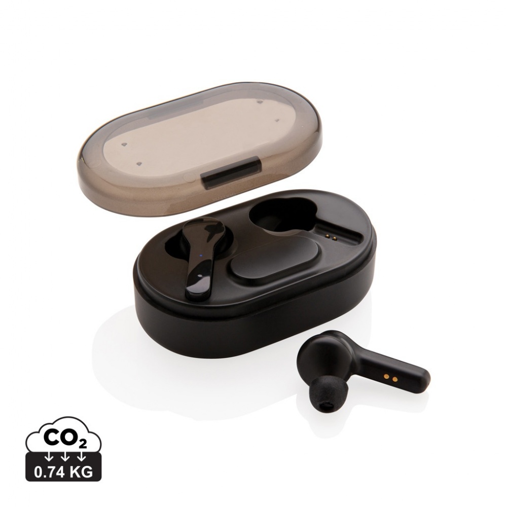 Logo trade promotional items image of: Light up logo TWS earbuds in charging case
