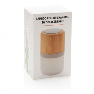 Logo trade corporate gift photo of: Bamboo colour changing 3W speaker light