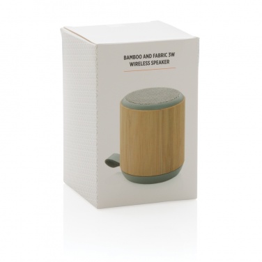 Logotrade promotional gift image of: Bamboo and fabric 3W wireless speaker