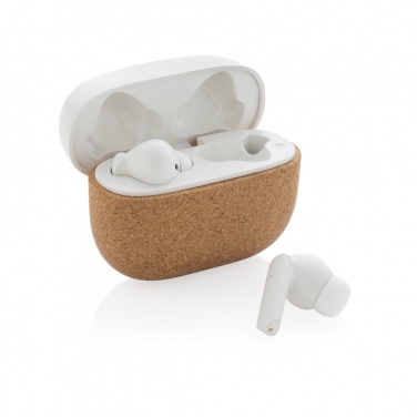 Logo trade promotional gift photo of: Oregon RCS recycled plastic and cork TWS earbuds