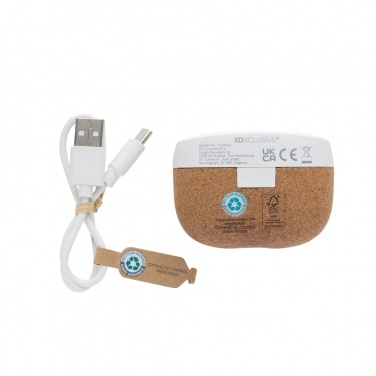 Logotrade promotional product picture of: Oregon RCS recycled plastic and cork TWS earbuds