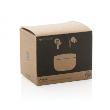 Logo trade promotional products picture of: Oregon RCS recycled plastic and cork TWS earbuds