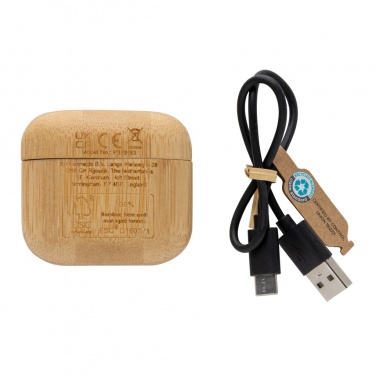 Logo trade promotional gifts picture of: Bamboo TWS earbuds with RCS recycled plastic