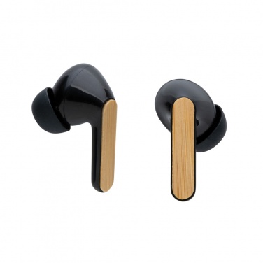 Logotrade promotional item image of: Bamboo TWS earbuds with RCS recycled plastic