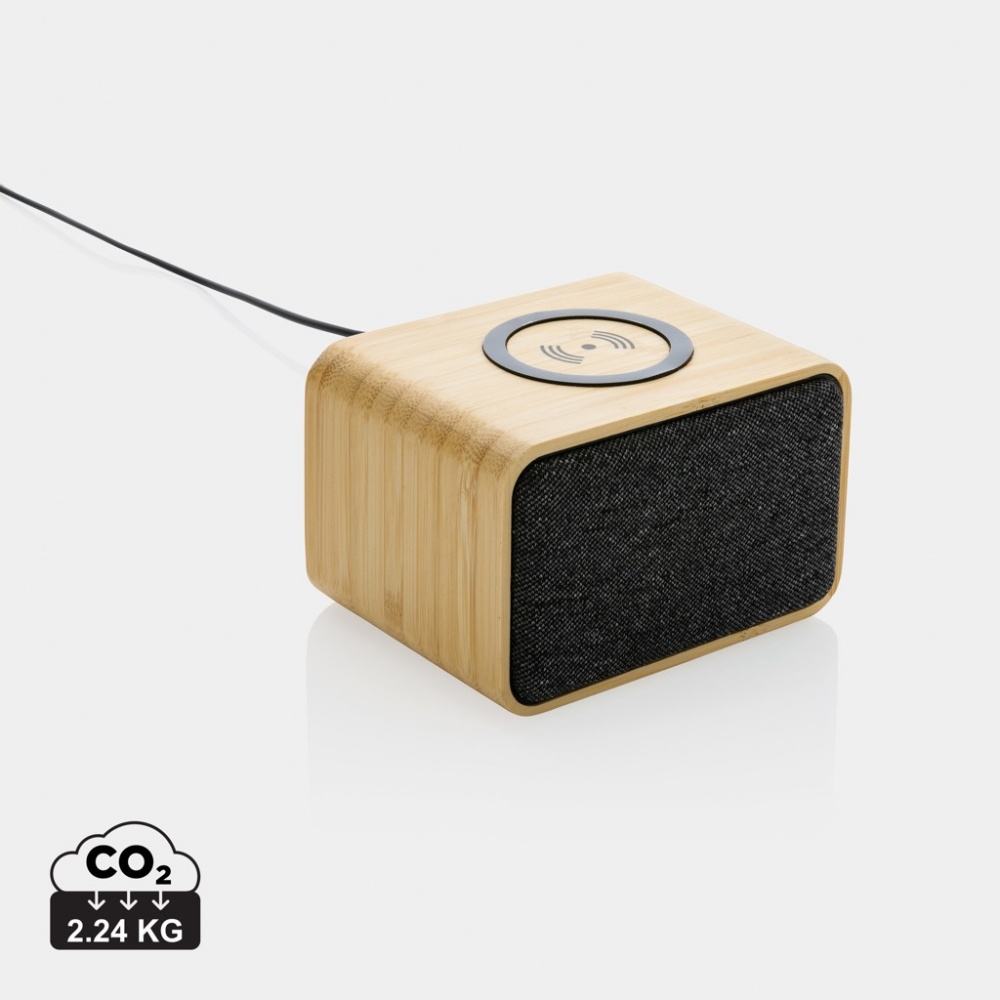 Logotrade promotional gift picture of: RCS Rplastic 3W speaker with bamboo 5W wireless