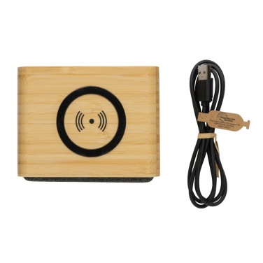 Logo trade promotional giveaways picture of: RCS Rplastic 3W speaker with bamboo 5W wireless