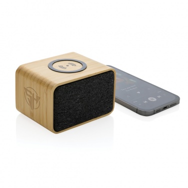 Logo trade corporate gifts image of: RCS Rplastic 3W speaker with bamboo 5W wireless