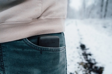 Logotrade advertising product image of: Skywave RCS recycled plastic solar earbuds