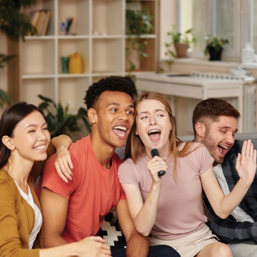 Logo trade promotional gifts image of: Singvibe RCS recycled plastic karaoke set with double mic