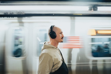 Logotrade promotional giveaway image of: Irvine RCS recycled and repairable ANC wireless headphone