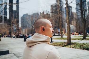 Logo trade business gifts image of: Lakewood RCS recycled and repairable wireless earbuds