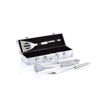 Logo trade promotional gift photo of: 3 pcs barbecue set in aluminium box