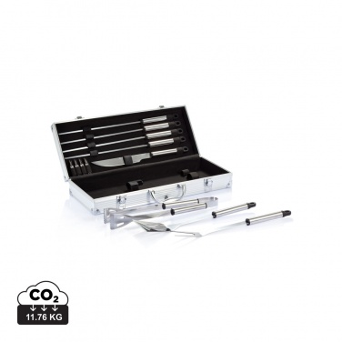 Logo trade promotional merchandise picture of: 12 pcs barbecue set in aluminium box