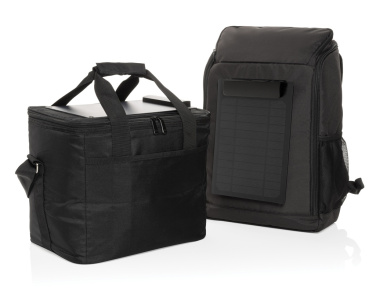 Logo trade advertising product photo of: Pedro AWARE™ RPET deluxe cooler bag with 5W solar panel