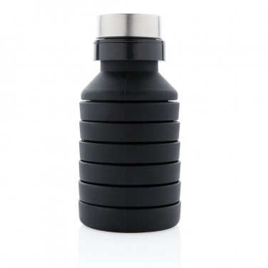 Logo trade business gift photo of: Leakproof collapsible silicone bottle with lid