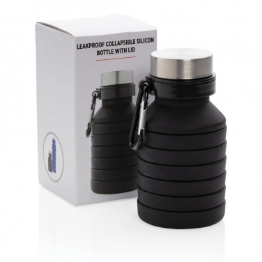 Logotrade promotional gift picture of: Leakproof collapsible silicone bottle with lid