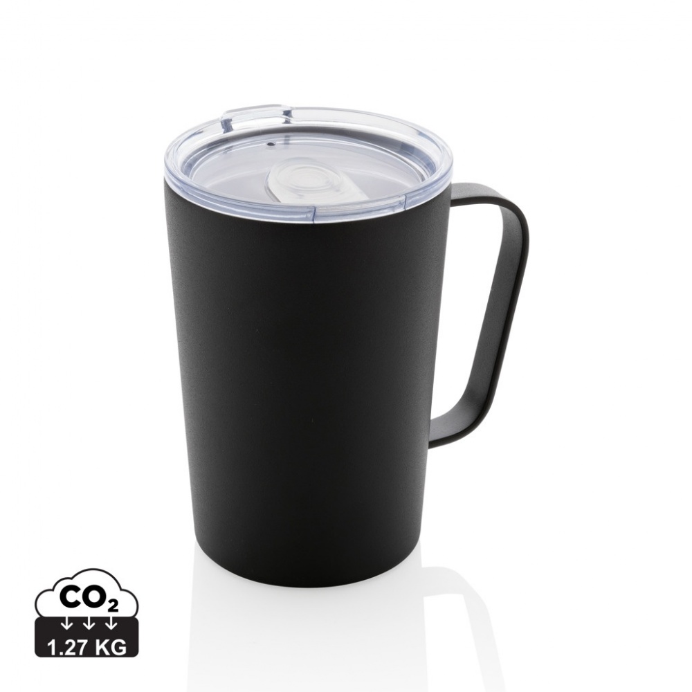 Logotrade promotional gift image of: RCS Recycled stainless steel modern vacuum mug with lid