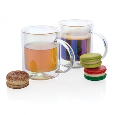 Logo trade business gift photo of: Deluxe double wall electroplated glass mug