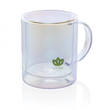 Logo trade promotional giveaway photo of: Deluxe double wall electroplated glass mug