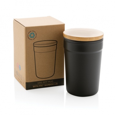 Logo trade promotional products image of: GRS certified recycled PP mug with bamboo lid