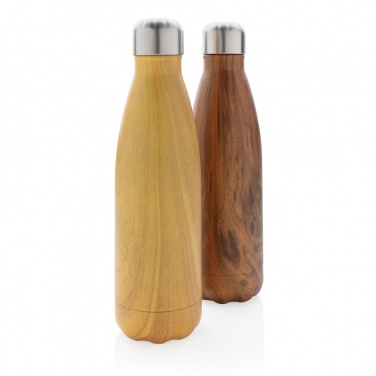 Logo trade promotional items image of: Vacuum insulated stainless steel bottle with wood print