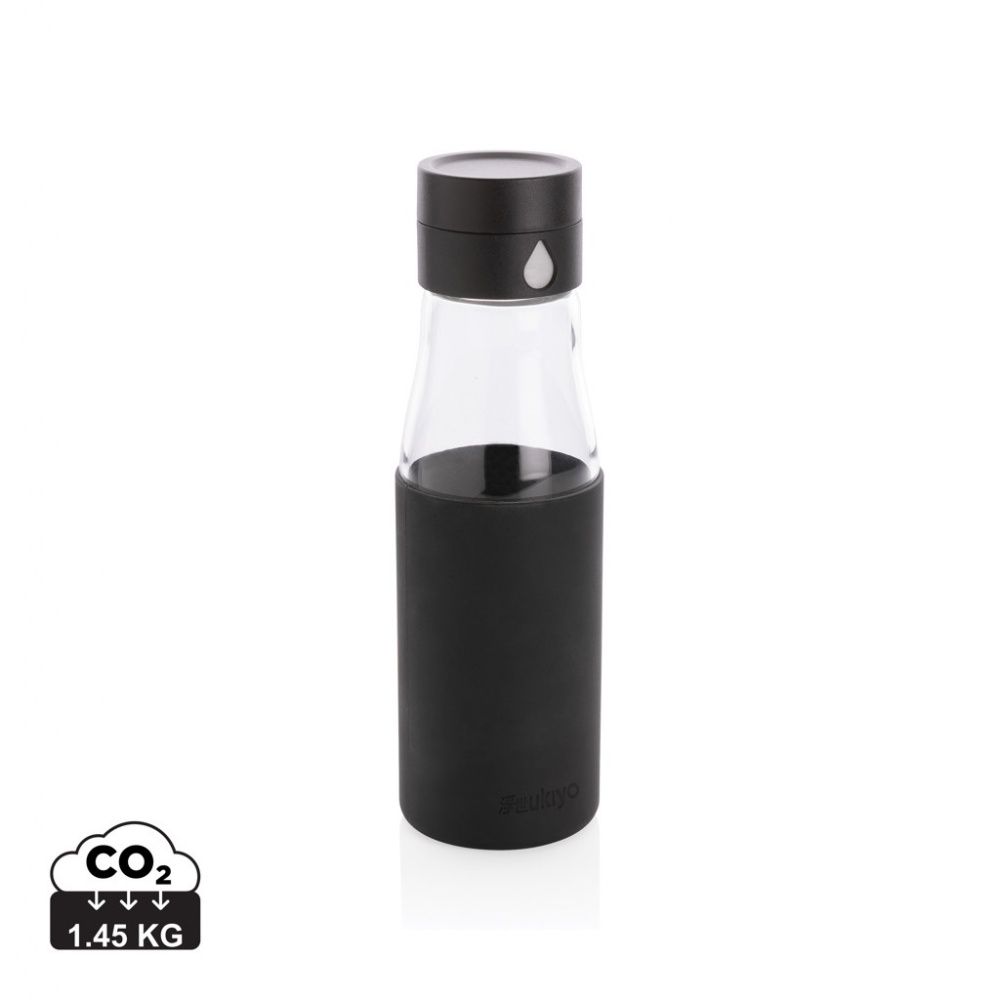 Logo trade promotional product photo of: Ukiyo glass hydration tracking bottle with sleeve