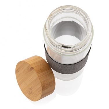 Logo trade corporate gifts picture of: Impact borosilicate glass bottle with bamboo lid